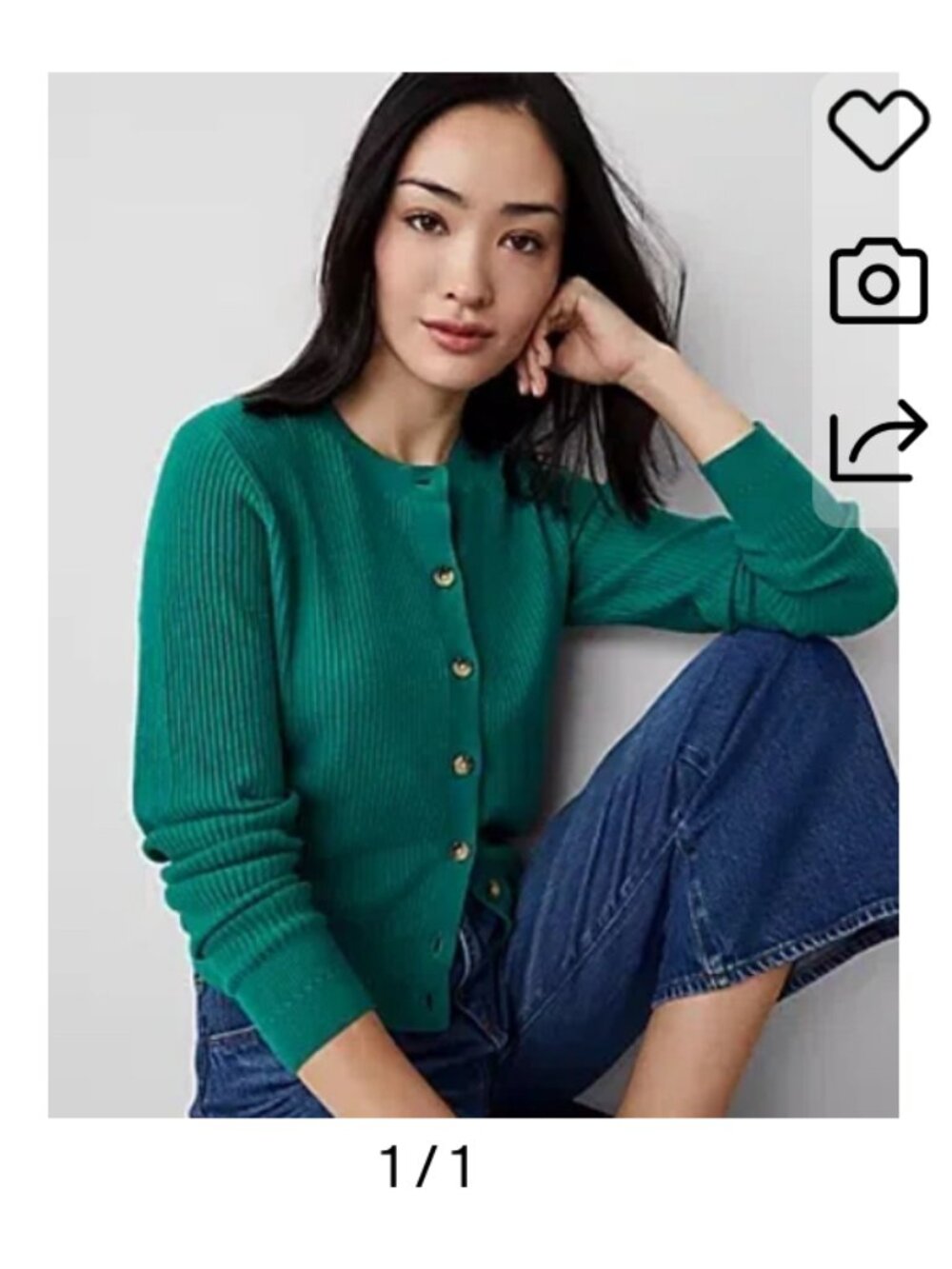 Ann Taylor Textured Stitch Ann Cardigan In Shady Glade XS